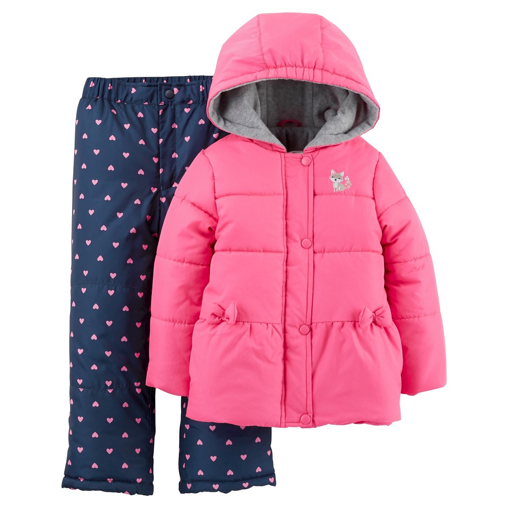 Just One Youmade By Carter S Girls 2 Piece Snowsuit Set Pink Navy 5t 