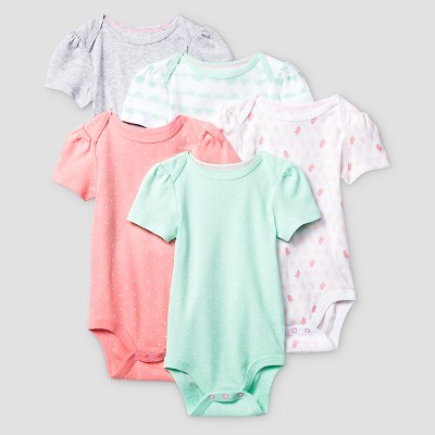 Baby Girls' Short-Sleeve 5 Pack Bodysuit Baby Cat & J