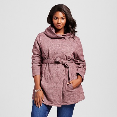 Women's Plus Size fleece wrap jacket Atlantic Burgundy 4X - Merona ...