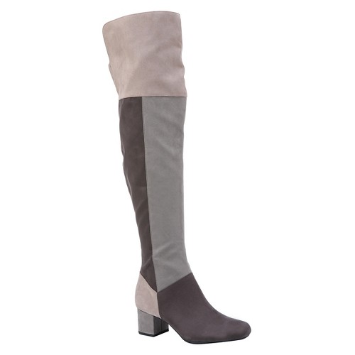 Women's Sam & Libby Eve Patchwork Over the Knee Boots - Grey 10