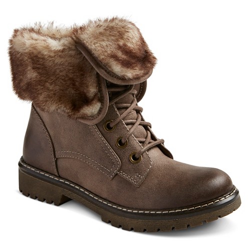 Women's Katia Shearling Style Boots - Grey 7 - Mossimo Supply Co., Brown