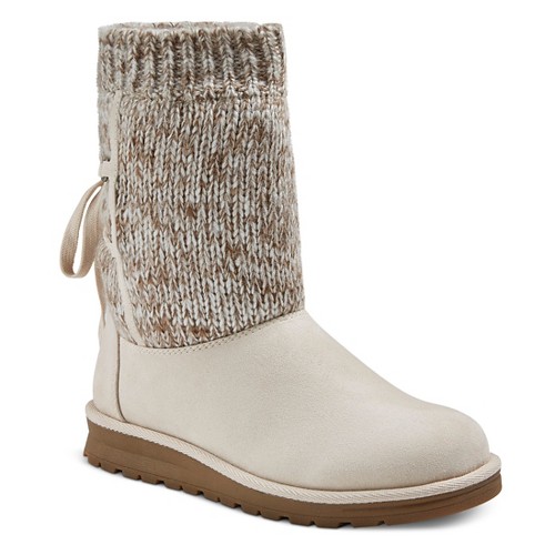 Women's Tabatha Shearling Style Boots - Ivory 8 - Mossimo Supply Co.
