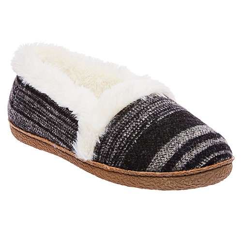 Women's Mad Love Candee Sweater Knit Moccasin Slippers - Black/White L