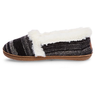 Women's Mad Love Candee Sweater Knit Moccasin Slippers - Black/White L