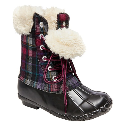 Girls' Stevies #snowball Tall Fur Top Duck Rain Boots - Black 4, Women's