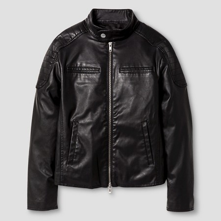 Boys Faux Leather Jacket Black - Jacket
