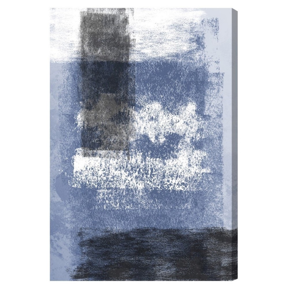 Oliver Gal Unframed Wall Evolving Present Indigo Charcoal Canvas Art (24x36), Blue