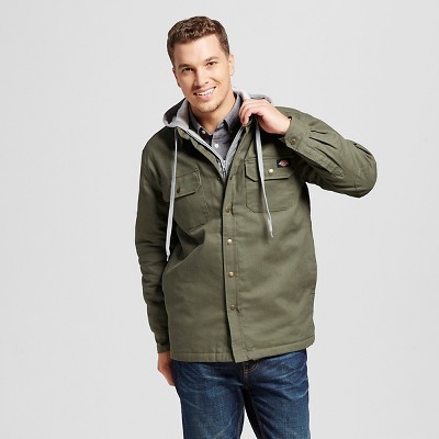 dickies hooded canvas shirt jacket