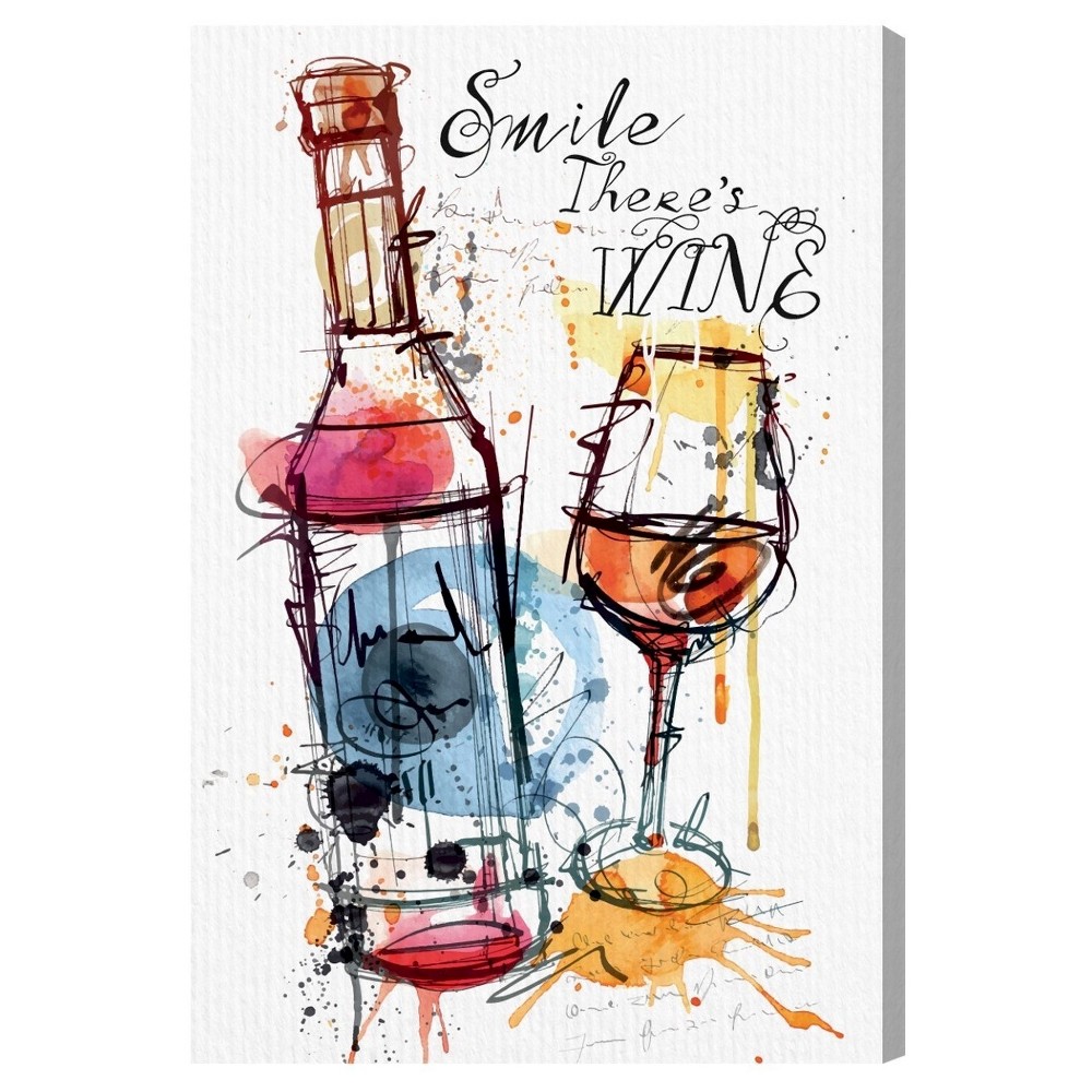 Oliver Gal Unframed Wall Smile Wine Canvas Art (24x36), Multi-Colored