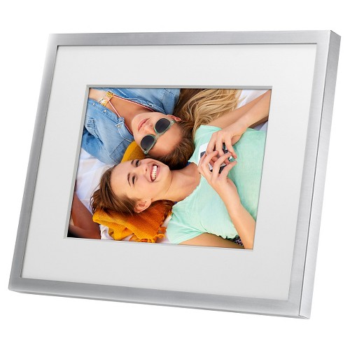 Polaroid Digital Photo Frame 8 Metal Brushed Silver Frame with Mat