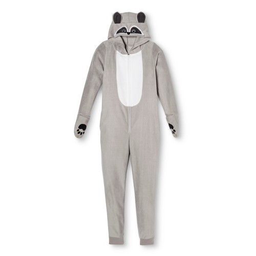 Boys' Raccoon Union Suit Pajamas Jet Gray L (10), Boy's, Size: L(10)