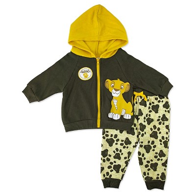 Baby Boys' Disney® Lion King Simba 2 Piece Hoodie & Pants Set Brown