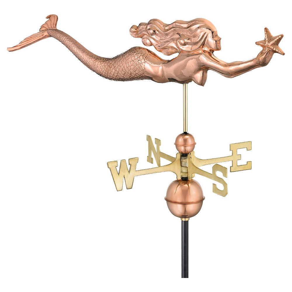 UPC 704940000044 product image for Mermaid with Starfish Weathervane - Polished Copper (Brown) by Good Directions | upcitemdb.com