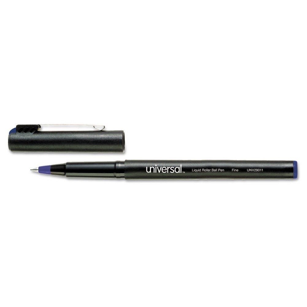 UPC 087547290118 product image for Universal Roller Ball Stick Pen, Fine Tip, 12ct - Blue Ink, Black | upcitemdb.com
