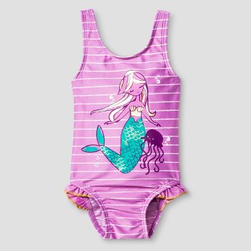 girls mermaid swimsuit pink : Target