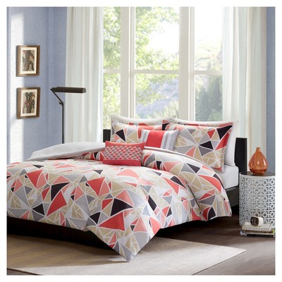 Jasmine Geometric Duvet Cover Set Pink eBay