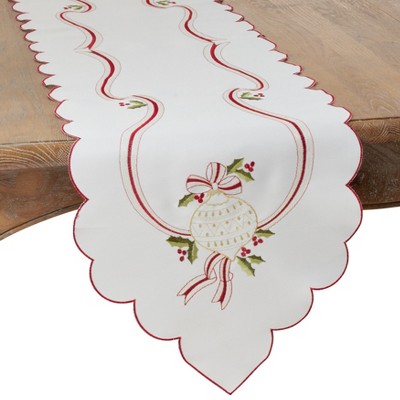 Saro Lifestyle Embroidered Christmas Runner Ivory 15 X69 Target