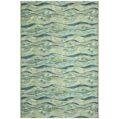 Liora Manne Marina Wave Indoor Outdoor Area Rug Green X Target