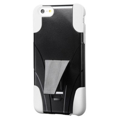 ASMYNA For Apple iPhone 6 Plus/6s Plus Black White Hard Hybrid Case Cover w/stand