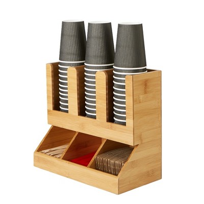 Mind Reader 6 Compartment Upright Coffee Condiment and Cups Organizer - Brown