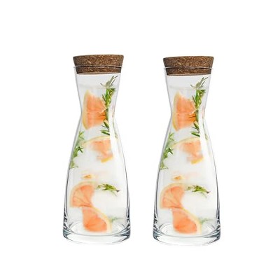 Bormioli Rocco Set Of 2 Ypsilon Carafe With Natural Cork Top Lid 18 5