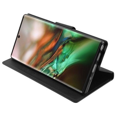 Insten Liner MyJacket Flip Leather Fabric Case Lanyard w/stand/card holder For Samsung Galaxy Note 10 - Black
