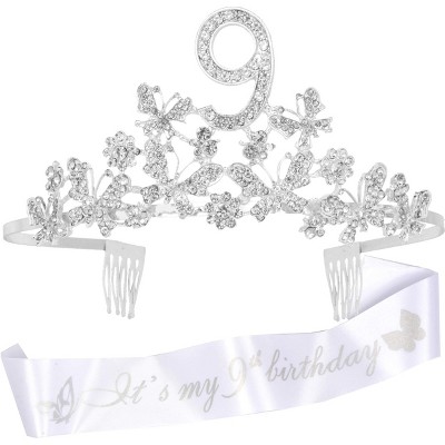 Doradreamdeko 9th Birthday Sash And Tiara For Girls Silver Target