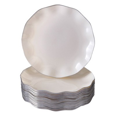 Silver Spoons Elegant Disposable Plastic Plates For Party Heavy Duty