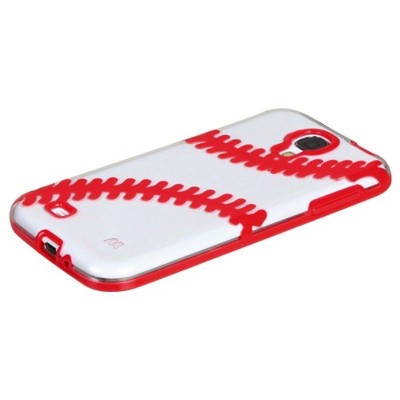 MYBAT For Samsung Galaxy S4/S4 (LTE version) Clear Red Baseball Rubber Case