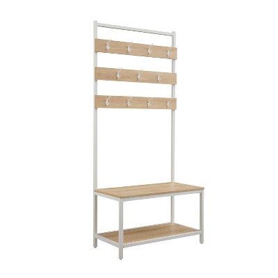 Linon Hampton Transitional Double Hooks Bench And Lower Shelf Hall