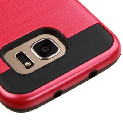 ASMYNA For Samsung Galaxy S7 Edge Red Black Hard Silicone Hybrid Rubberized Case Cover