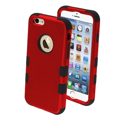 MYBAT For Apple iPhone 6/6s Red Black Tuff Hard Silicone Hybrid Plastic Case