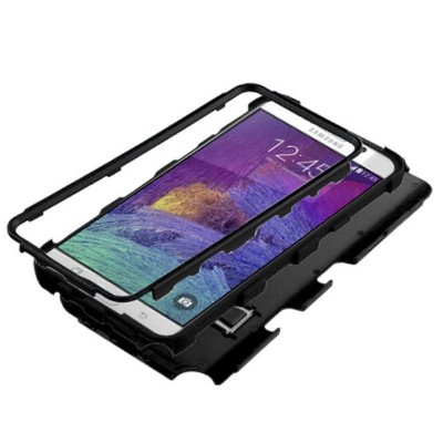 MYBAT For Samsung Galaxy Note 5 Black Hard Silicone Hybrid Rubber Case Cover w/stand