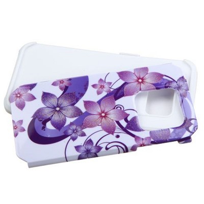 ASMYNA For Samsung Galaxy S7 Edge Purple White Hibiscus Flower Romance Hard Hybrid Case