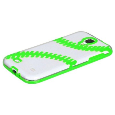 MYBAT For Samsung Galaxy S4/S4 (LTE version) Clear Neon Green Baseball Rubber Case