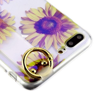 For Apple iPhone 7 Plus/8 Plus Purple Sunflower Hard Hybrid Case Cover