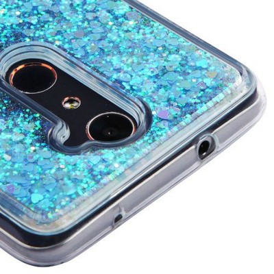 Valor Hearts Quicksand Glitter Dual Layer Hybrid PC/TPU Case For ZTE Imperial Max/Kirk/Max Duo 4G/ZMAX 2/Zmax Pro - Blue