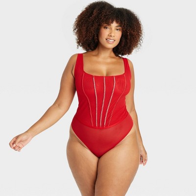 Women S Rhinestone Lingerie Bodysuit Auden Red X Target