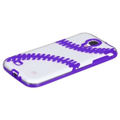 MYBAT For Samsung Galaxy S4/S4 (LTE version) Clear Purple Baseball Rubber Case