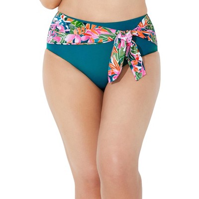 Swimsuits For All Women S Plus Size High Waist Sash Bikini Bottom 16