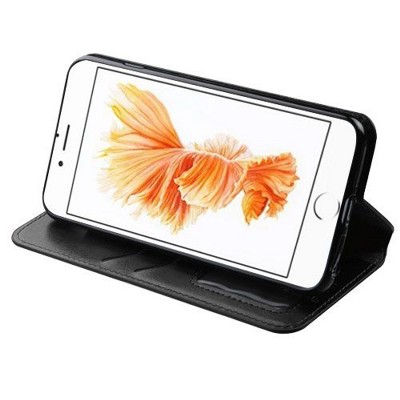 MYBAT For Apple iPhone 7 Plus/8 Plus Black Leather Fabric Case w/stand w/card slot
