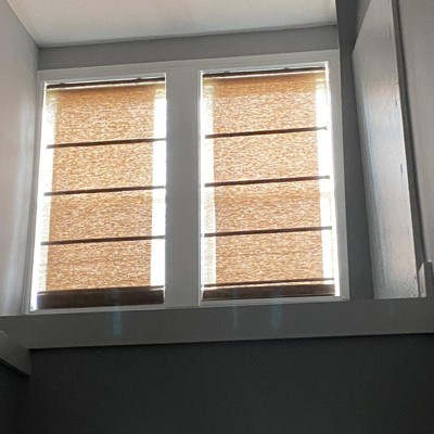 Pc Light Filtering Cordless Jute Like Roman Window Shade Dark Natural