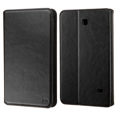 MYBAT For Samsung Galaxy Tab 4 7.0 LTE Black Leather Fabric Case w/stand w/card slot