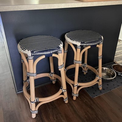 Perry Rattan Backless Woven Counter Height Barstool Cream Threshold