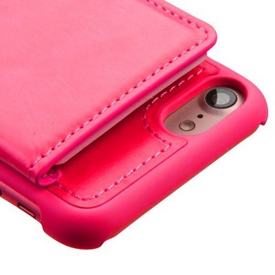MYBAT For Apple iPhone 7/8 Hot Pink Leather TPU Fabric Case w/card slot