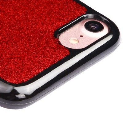 MYBAT For Apple iPhone 7/8 Red Black Stars Glitter Skin Case Cover