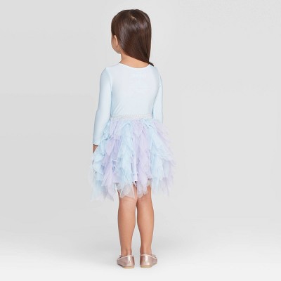 Toddler Girls' Disney Elsa Long Sleeve Tutu Dress -Light Blue