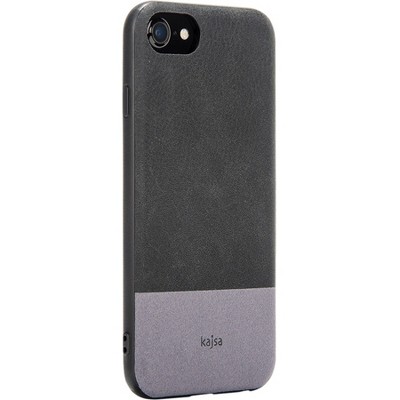 Rocstor Retro Kajsa Case - For Apple iPhone 6, iPhone 6s, iPhone 7, iPhone 8 Smartphone - Black/Gray - Genuine Leather