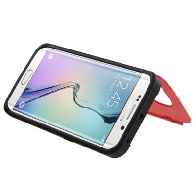 ASMYNA For Samsung Galaxy S6 Edge Red Hard Rubberized Case w/card slot