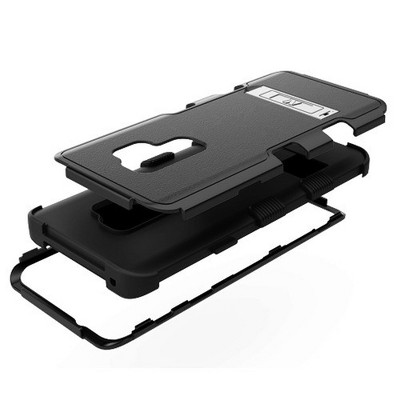 MYBAT For Samsung Galaxy S9 Plus Black Tuff Hard TPU Hybrid Plastic Case w/stand